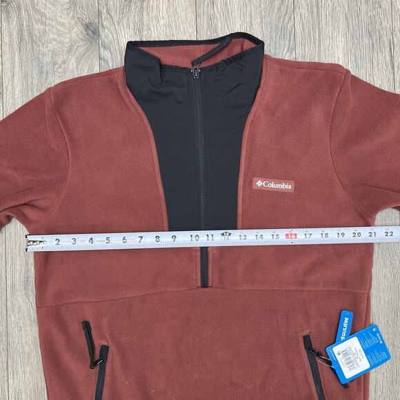 Columbia 1/2 Zip Fleece Jacket Size Small Mens Maroon Sequoia Grove $60 - Picture 4 of 12